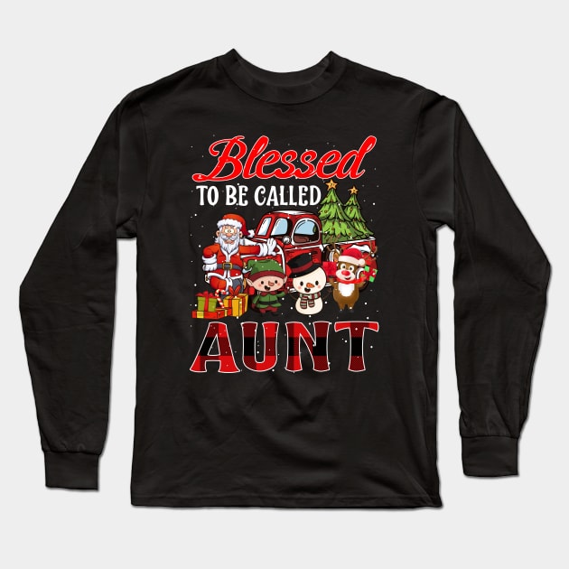 Blessed To Be Called Aunt Christmas Buffalo Plaid Truck Long Sleeve T-Shirt by intelus